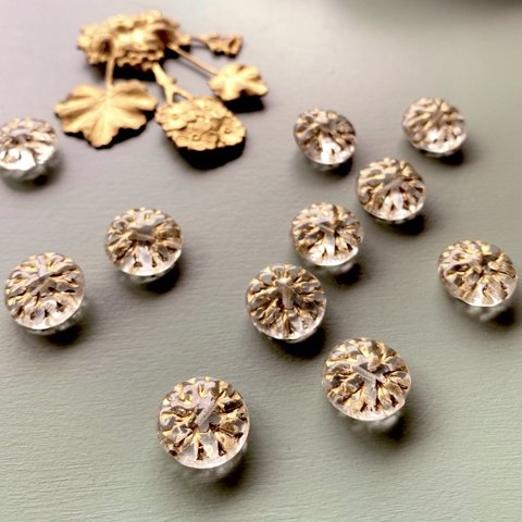 【6コセット】#czech beads#チェコビーズ　Dahliaダリア15㍉ crystal/bronze