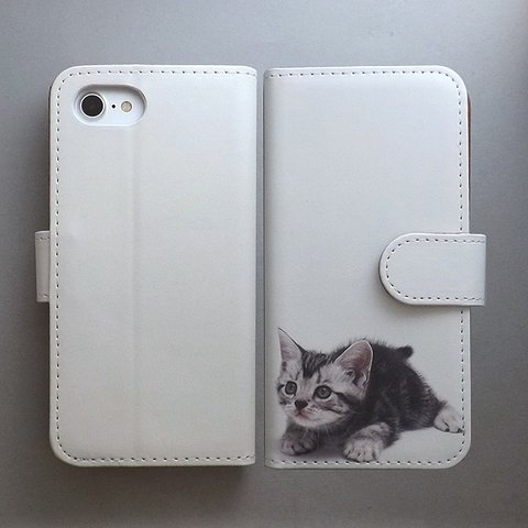 全機種対応 手帳型スマートフォンケース スマホケース  猫 アメリカンショートヘア ねこ 子猫 178