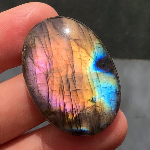 ラブラドライト[637] 35x25mm 46Cts　天然石 / カボション / ルース