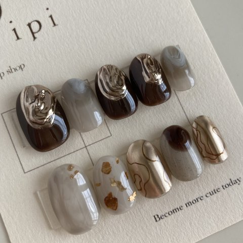 18.dark brown×goldニュアンス