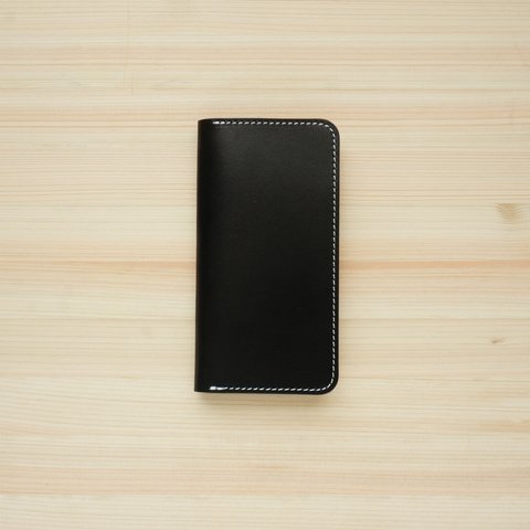 牛革 iPhone8/iPhone7カバー  ヌメ革  レザーケース  手帳型  ブラックカラー