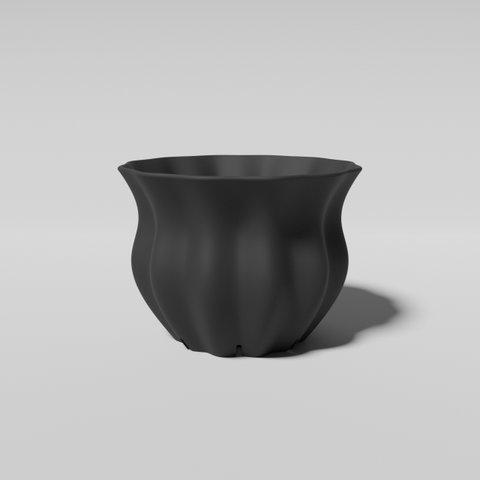 Shell-02 ブラック Mサイズ 3Dプリント/3Dプリンター/鉢/3Dプリント鉢/観葉植物/多肉植物/塊根植物