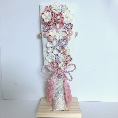花束の様な羽子板　正絹　つまみ細工　初節句　雛祭り　ハンドメイド　送料無料