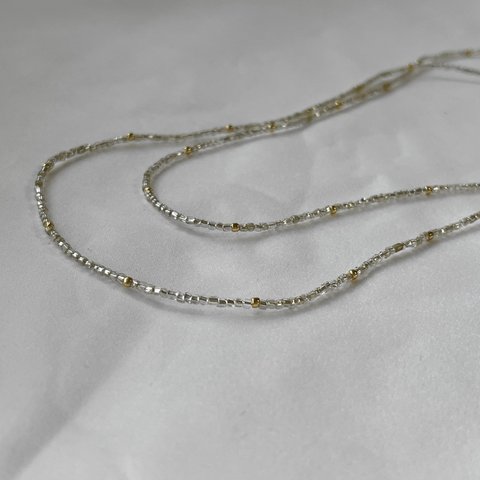 【受注生産】3way long necklace vintage beads silver /ベネチアンヴィンテージビーズ 