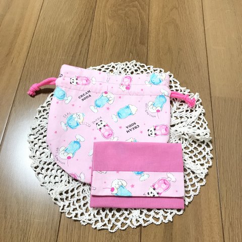 【SALE】まんまる巾着とフタ付きポケットティッシュケースセット