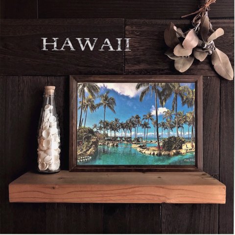 【送料無料】南国の風景☆HAWAII  No.637                      フレーム付　A4サイズ