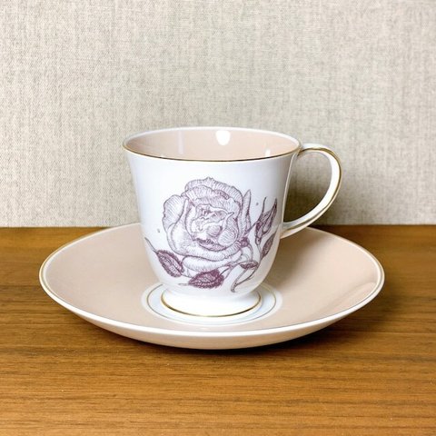 スージークーパー セピアローズ カップ&ソーサー(デミサイズ) B イギリス製 ヴィンテージ食器 susie cooper Sepia rose C913