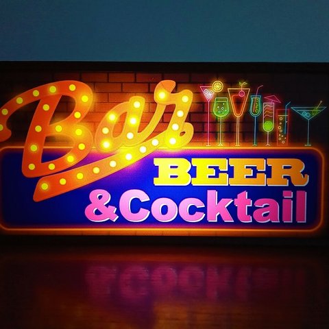カクテル カクテルバー ビール アメリカン パブ スナック 酒 ミニチュア サイン 看板 置物 雑貨 LEDライトBOX