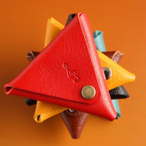 〜Triangle〜【大切なひとへのプレゼントに♪名入れできます♪】〜イタリアン高級牛革レザー   トライアングルコインケース 〜