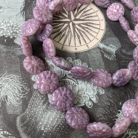 再販【4コセット】#czech beads#チェコビーズ　Dahlia15㎜ lavender