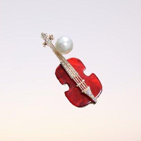 H0750 パール バイオリン ブローチ