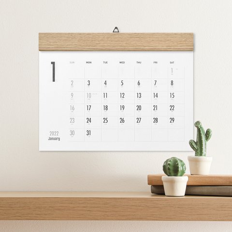 壁掛けカレンダー 木製 A4サイズ（ヨコ）CK-9