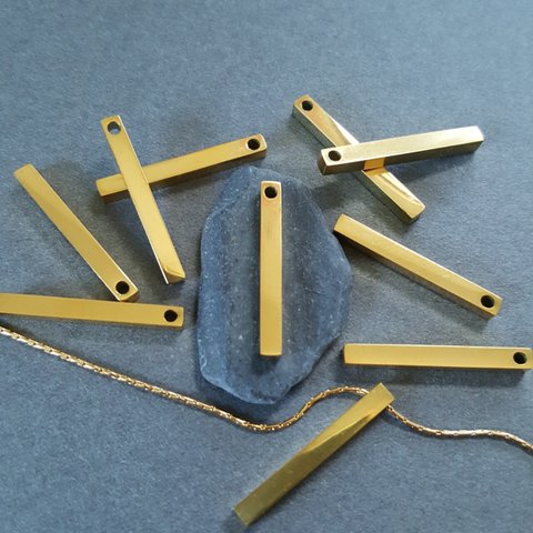 [2pcs] オールステンレス製 スティックパーツ 約2.5mmx約20mm サージカル ステンレス  ゴールド 24KGPメッキ 金属アレルギー対応