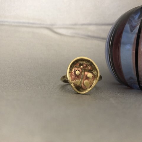 テントウムシと銅と真鍮の指輪