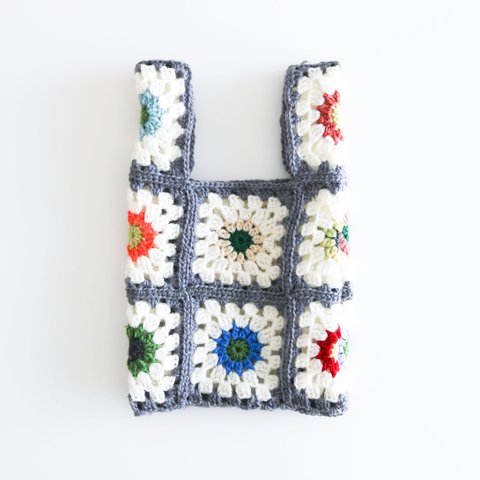 [特集掲載]小さなお花のクロシェバッグ Crochet bag with gusset 05 small flower
