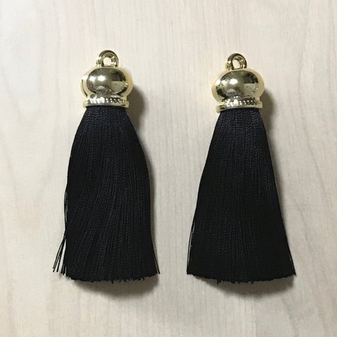 BLACK GOLD TASSEL CHARM BEADS PARTS