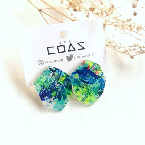 COAS   かけらピアス 004 Bluegreen