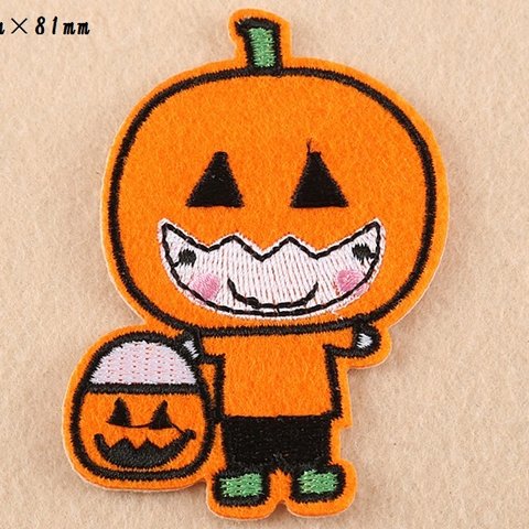 南瓜 ハロウィン ワッペン 刺繍 キルト ２枚入り