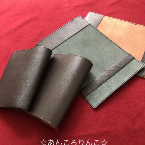 【牛本革】BOOKカバー  ブックカバー  ハンドメイド 革製品 手作り 小物 ②ダークブラウン