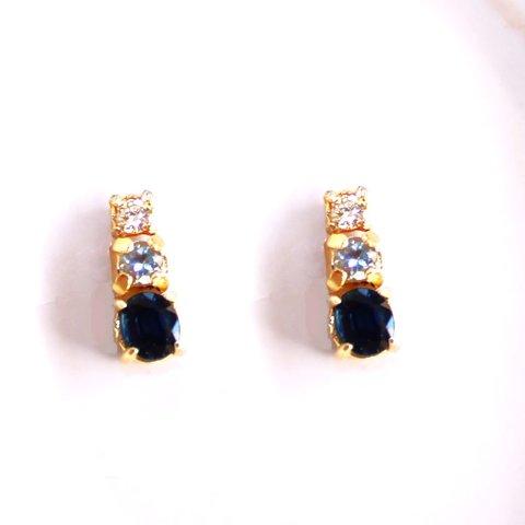 Diamond & Aquamarine & Sapphire Earrings/Pierce/Ear-cuff