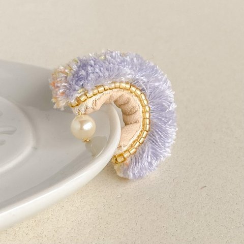 fluffy ear cuff / lavendre×multi color