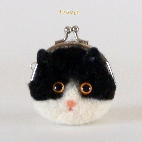 白黒猫のがま口財布 