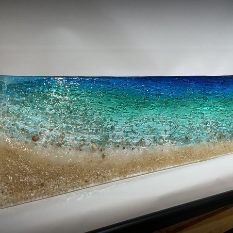 壁掛けアートパネル  エメラルドブルーの海　ロングビーチ 90×25 海 砂浜 ス夏 壁飾り　インテリアパネル