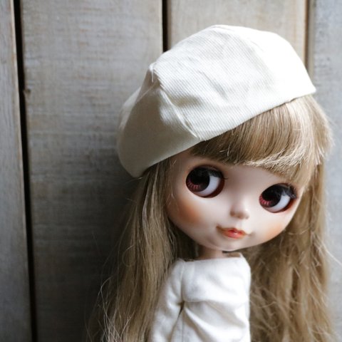 ネオブライスサイズ☆コーデュロイベレー帽☆ホワイト(127)