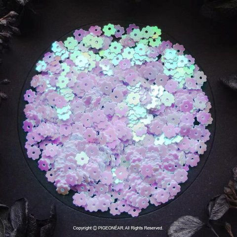★再販!4色に変わる花型スパンコール5mmナカ穴-薄紫(4spa_A)
