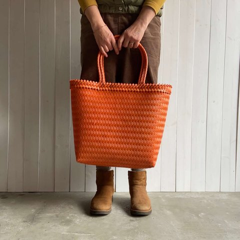 洗えるカゴバッグ パサールバッグ（ハード）／L／オレンジ／PASAR BAG かごバッグ エコバッグ