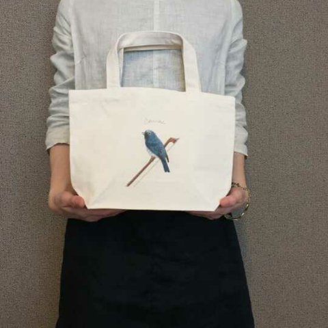 音楽シリーズ♪   幸せの青い鳥(オオルリ)  トートバッグ 「coucou」