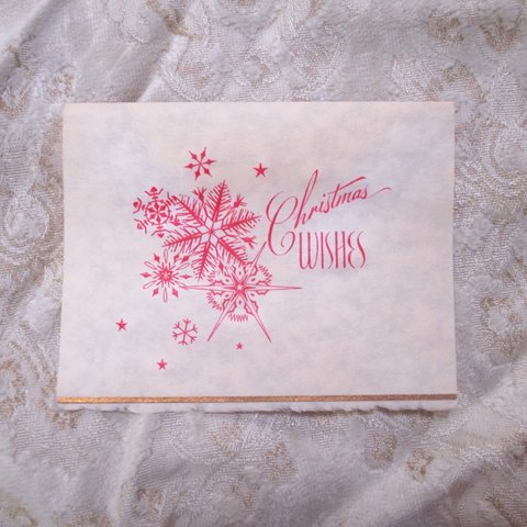 ヴィンテージ 雪の結晶 クリスマスカード “Christmas wishes” スノーフレーク グリーティングカード クリスマス