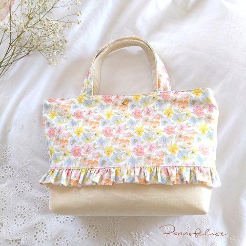 ハンドメイド　ミニトートバック　リバティ♡シンクオブミー