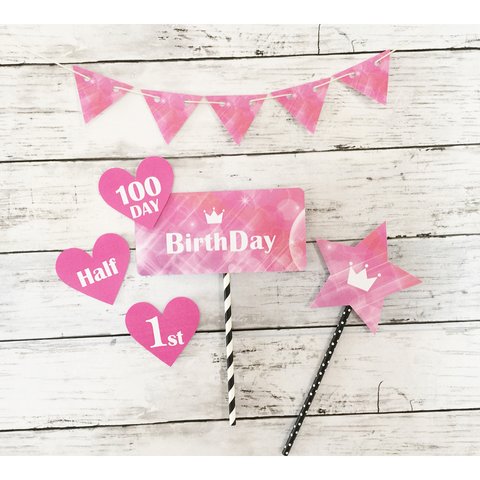 ♡PINKハート♡フォトプロップス♡100days♡ハーフバースデー♡1st