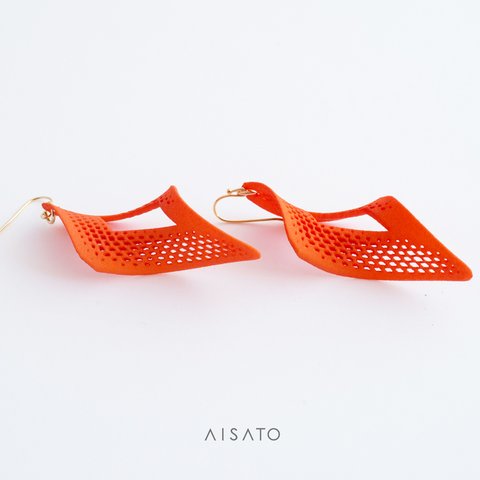 Open Square Earrings Orange オープンスクエア　ピアス　オレンジ