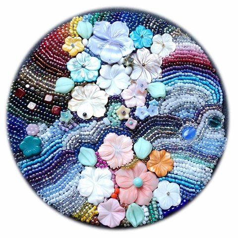 花の河【ビーズ刺繍】Bead Embroidery
