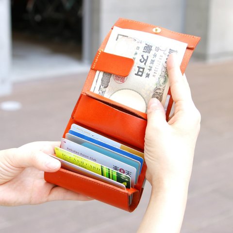 【広がるカード】全てを一瞬で取り出せるミニ財布 栃木レザー財布 SHUTTO
