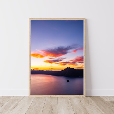 朝焼けの摩周湖 北海道の自然 癒しの風景インテリアフォトポスター　