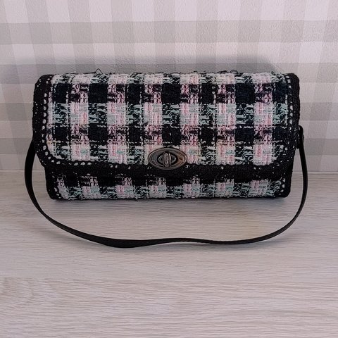 新入荷♡LINTON社製ツイード長財布(ピンク×ブラックチェック)