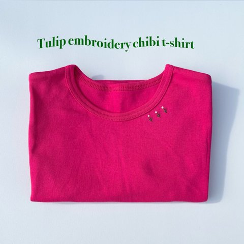 :: pink :: チューリップ刺繍ちびTシャツ