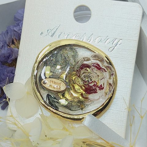 【1点のみ販売】大人可愛い 薔薇 ポニーフック レジン