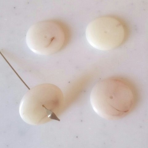 Vintage White Marble Disc Beads 《5636》