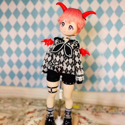 4色ドール服 8点セット小悪魔1/4サイズbjd1/4ドール衣装