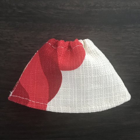 オビツ11 コットン ミモレasymmetry skirt 赤×ベージュ