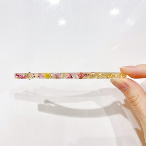 pink yellow ロング　スティック　バレッタ　ヘアクリップ　