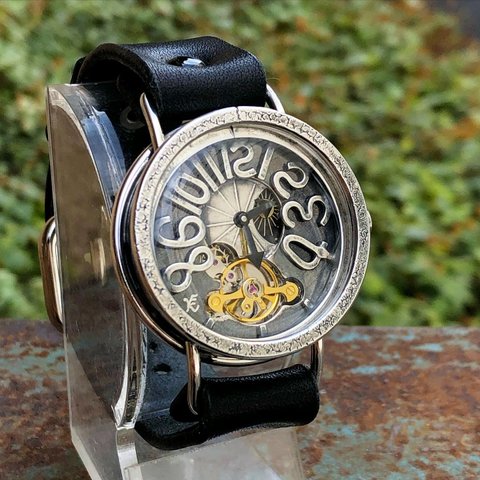 ◆SILVER製　SUN&MOON機能付　手巻式手作り腕時計◆LSM-1004-SM