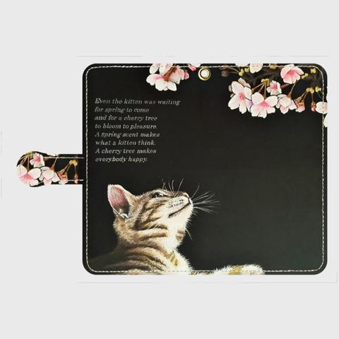 「春・桜・猫」 手帳型スマホケース iPhone15/15Pro/15ProMax/15Plus