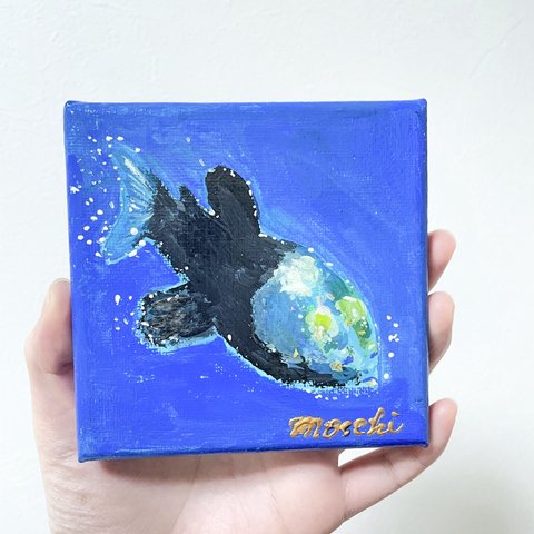 【小さな絵画】何もしたくない日は深く深く深海散歩デメニギス