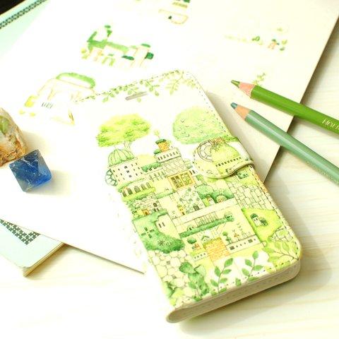緑の文明【iPhone手帳型スマホケース】