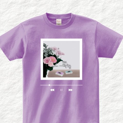 花束と音楽　レトログラフィックTシャツ